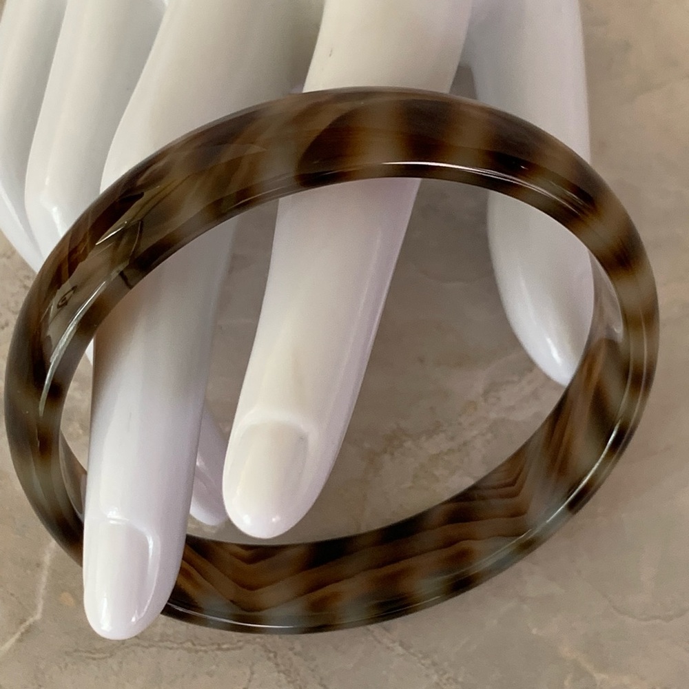 Chalcedony Agate Patterned Bangle Bracelet - image 1